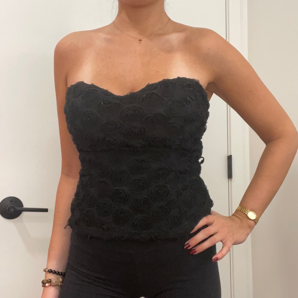 Vintage rose strapless bustier top